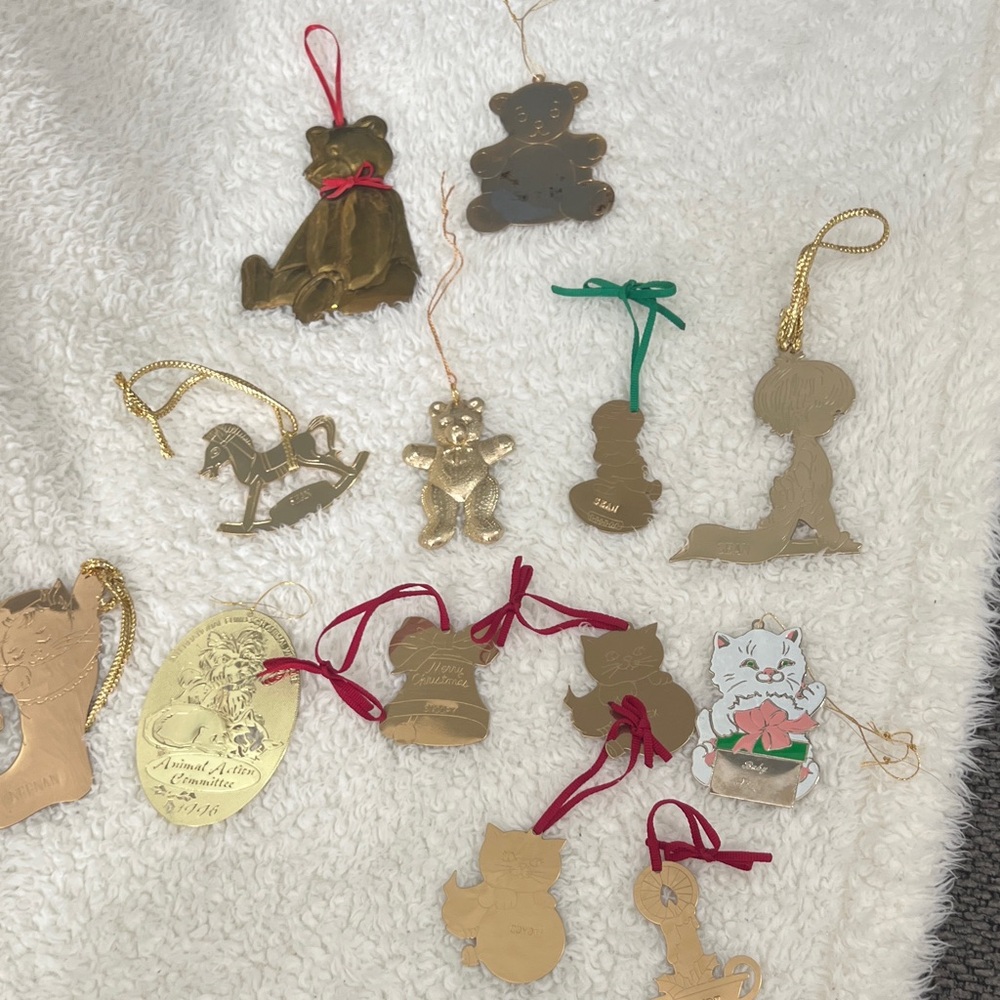 Gold Tone Holiday Ornament Tag Lot from Animal Action Committee